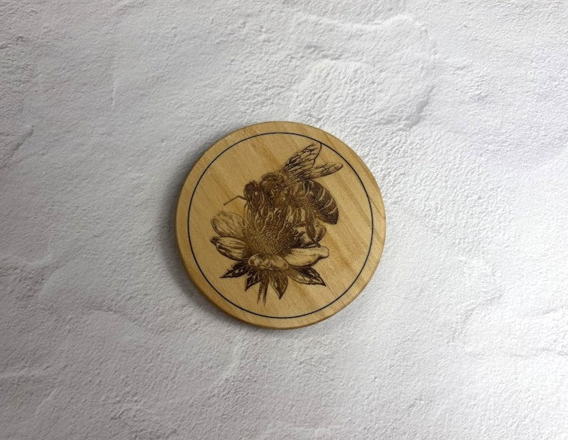 Wooden Bumble Bee on a Flower Set of 4