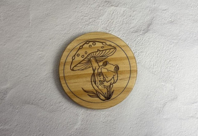 Mushroom Frog Wooden 4 set Coasters