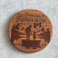 Happy Father’s Day Boat & Balloons Father & Daughter Engraved Wooden Coaster