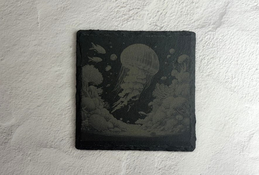 Jelly Fish Swimming Slate coaster