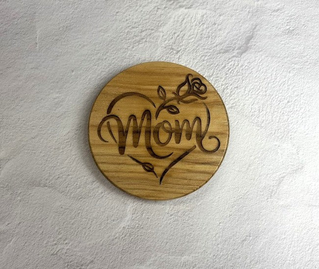 Heart Mom Wooden Coaster