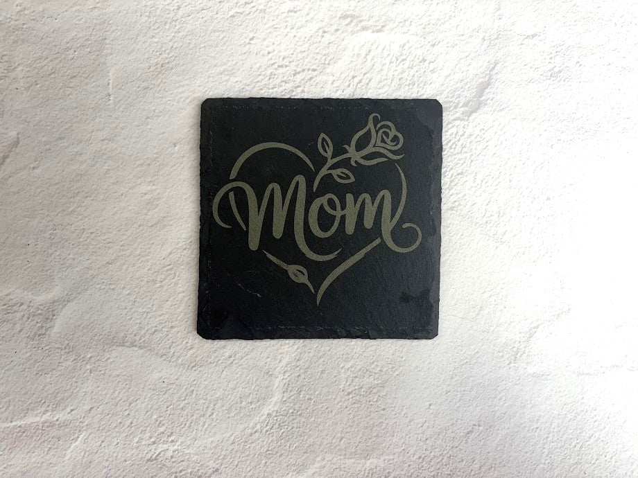 Heart Mom Slate Coaster