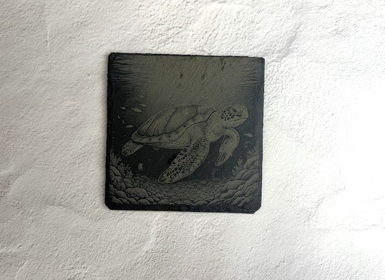 Turtle Swimming Slate Coaster